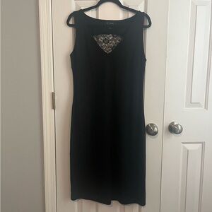 St. John Black Shimmer Lace Dress 12
